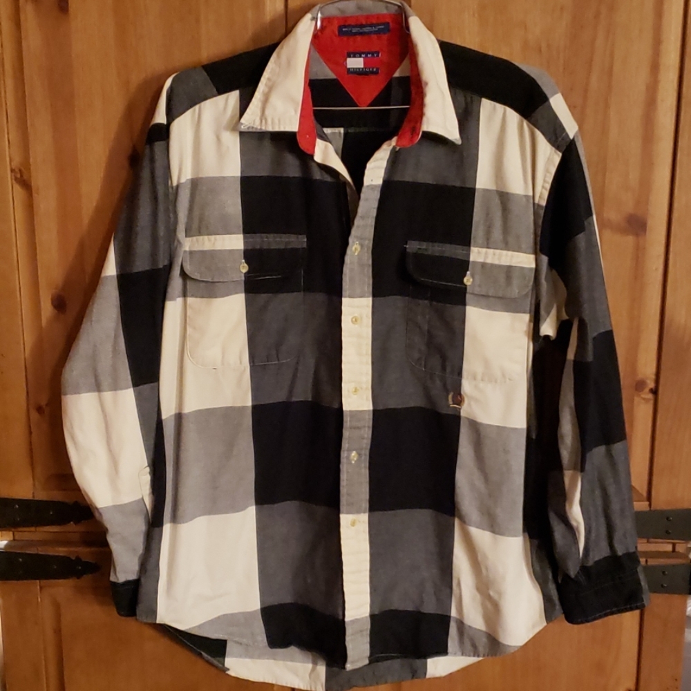 Tommy Hilfiger Mens Large Check Button Front Shirt